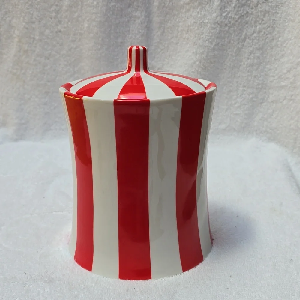 Jonathan Adler Red and White Striped Canister